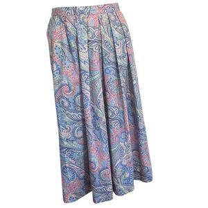 Vintage 90s Lombardi Inc skirt midi pleated paisley pockets blue women’s size 10